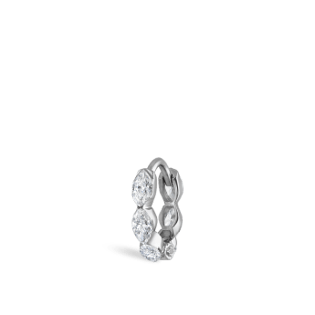 Invisible Set Diamond Marquise Eternity Hoop Earring White Gold 6.5mm