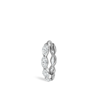 Invisible Set Diamond Marquise Eternity Hoop Earring White Gold 8mm
