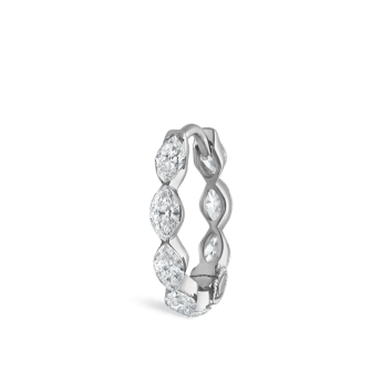 Invisible Set Diamond Marquise Eternity Hoop Earring White Gold 9.5mm