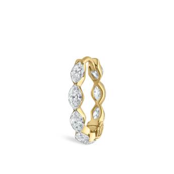 Invisible Set Diamond Marquise Eternity Hoop Earring Yellow Gold 9.5mm