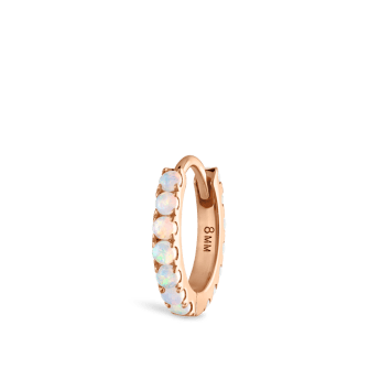 Opal Eternity Hoop Earring Rose Gold 8mm