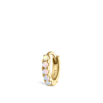 Opal Eternity Hoop Earring Yellow Gold 6.5mm