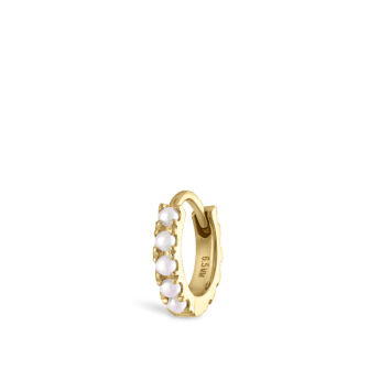 Pearl Eternity Hoop Earring Yellow Gold 6.5mm