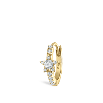 Diamond Star Eternity Hoop Earring Yellow Gold 8mm