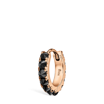 Reverse Set Black Diamond Eternity Hoop Earring Rose Gold 8mm