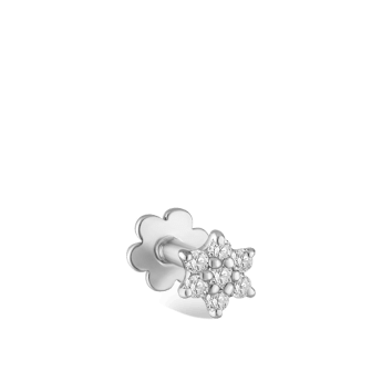 Diamond Flower Threaded Stud Earring White Gold 3mm