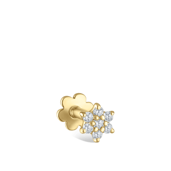 Diamond Flower Threaded Stud Earring Yellow Gold 3mm