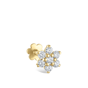 Diamond Flower Threaded Stud Earring Yellow Gold 5.5mm