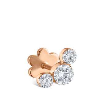 Invisible Set Three Diamond Curve Threaded Stud Earring Rose Gold
