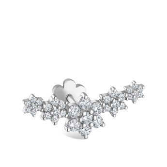 Five Flower Garland Diamond Threaded Stud Earring