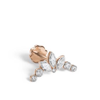 Invisible Set Diamond Lotus Garland Threaded Stud Earring Rose Gold