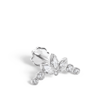 Invisible Set Diamond Lotus Garland Threaded Stud Earring White Gold