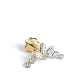 Invisible Set Diamond Lotus Garland Threaded Stud Earring Yellow Gold