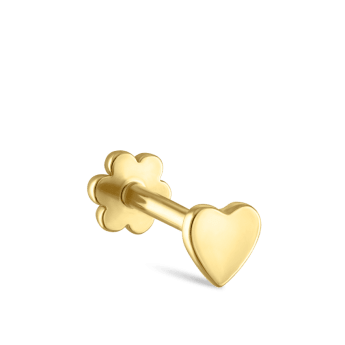 Heart Threaded Stud Earring Yellow Gold 3mm