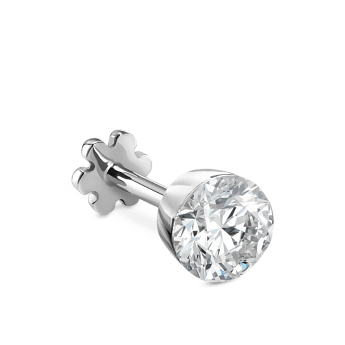 Invisible Set Diamond Threaded Stud Earring White Gold 4.7mm