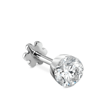 Invisible Set Diamond Threaded Stud Earring White Gold 4mm