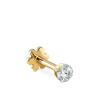Invisible Set Diamond Threaded Stud Earring Yellow Gold 2mm