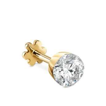 Invisible Set Diamond Threaded Stud Earring Yellow Gold 4.7mm