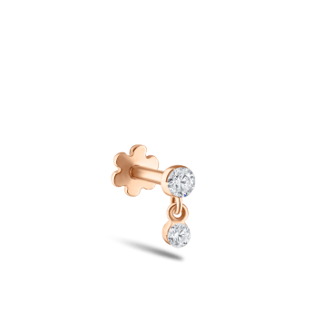 Invisible Set Diamond Dangle Threaded Stud Earring Rose Gold 2mm / 1.5mm
