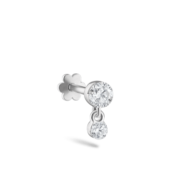 Invisible Set Diamond Dangle Threaded Stud Earring White Gold 3mm / 2mm