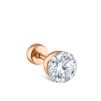 Invisible Diamond Threaded Stud Earring with Diamond Back Rose Gold 4.7mm
