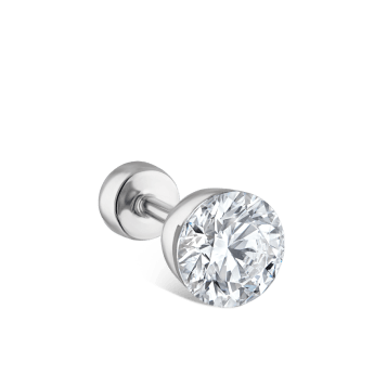Invisible Diamond Threaded Stud Earring with Diamond Back White Gold 4.7mm