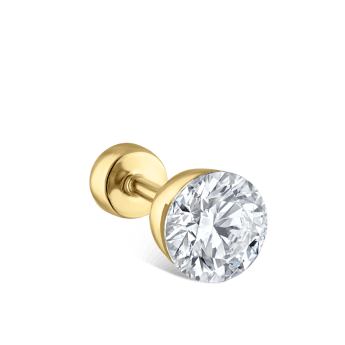 Invisible Diamond Threaded Stud Earring with Diamond Back Yellow Gold 5mm