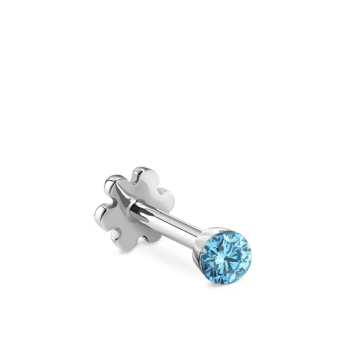 Invisible Set Light Blue Diamond Threaded Stud Earring White Gold 1.5mm