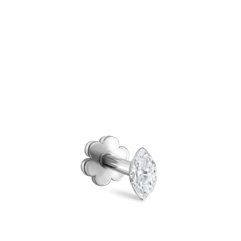 Invisible Set Diamond Marquise Threaded Stud Earring White Gold 4mm