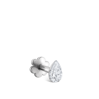 Invisible Set Diamond Pear Threaded Stud Earring White Gold 3.5mm