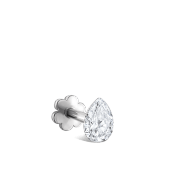 Invisible Set Diamond Pear Threaded Stud Earring