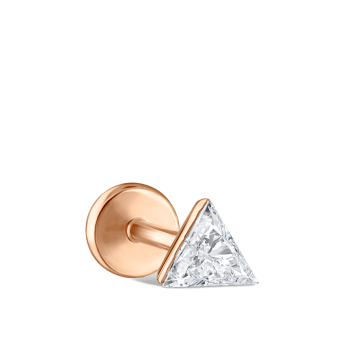 Invisible Set Triangle Diamond Threaded Stud Earring Rose Gold 4mm