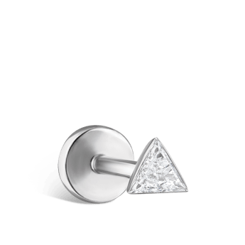 Invisible Set Triangle Diamond Threaded Stud Earring White Gold 3mm