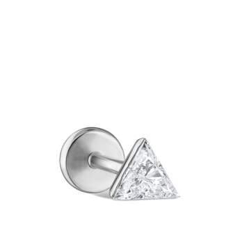 Invisible Set Triangle Diamond Threaded Stud Earring White Gold 4mm