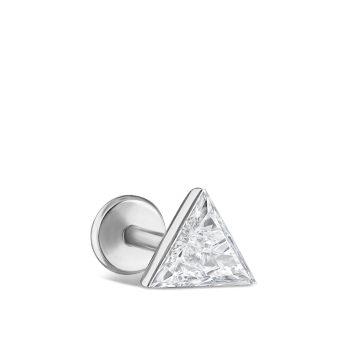 Invisible Set Triangle Diamond Threaded Stud Earring White Gold 5mm