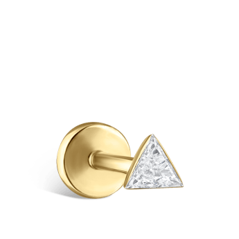 Invisible Set Triangle Diamond Threaded Stud Earring Yellow Gold 3mm