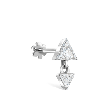 Invisible Set Triangle Diamond Dangle Threaded Earring