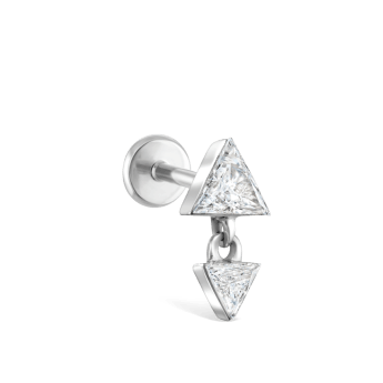 Invisible Set Triangle Diamond Dangle Threaded Earring