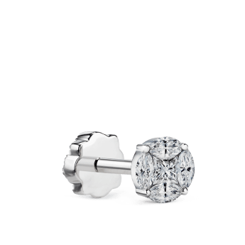 Diamond Cluster Threaded Stud Earring