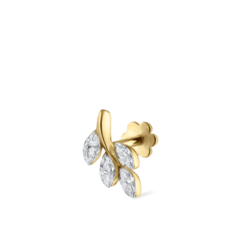 Diamond Vine Threaded Stud Earring Yellow Gold 8mm B Direction