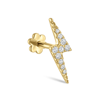 Diamond Lightning Bolt Threaded Stud Earring Yellow Gold 11mm