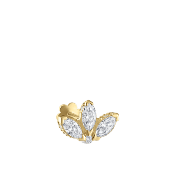Diamond Engraved Lotus Threaded Stud Earring Yellow Gold 3mm