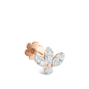 Invisible Diamond Lotus Threaded Stud Earring Rose Gold 3mm