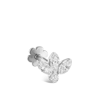 Invisible Diamond Lotus Threaded Stud Earring White Gold 3mm