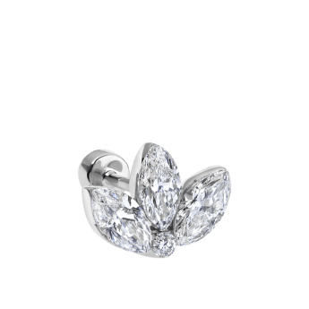 Invisible Diamond Lotus Threaded Stud Earring White Gold 6mm