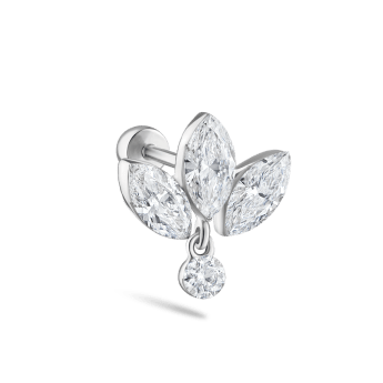 Invisible Diamond Lotus with Dangle Threaded Stud Earring