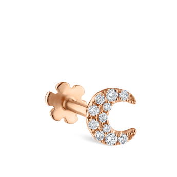 Diamond Moon Threaded Stud Earring Rose Gold 4.5mm