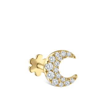 Diamond Moon Threaded Stud Earring Yellow Gold 5.5mm