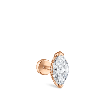 Marquise Diamond Threaded Stud Earring Rose Gold 7mm
