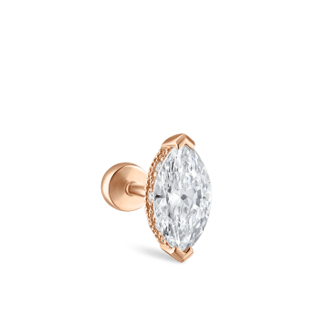 Marquise Diamond Threaded Stud Earring Rose Gold 8mm